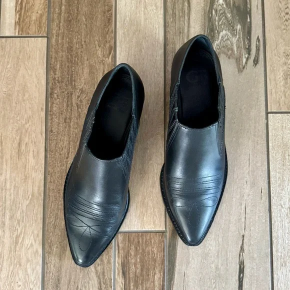 GIANNI BINI Let’s Dance Embroidered Leather Western Booties, Black sz. 8M - Picture 4 of 14